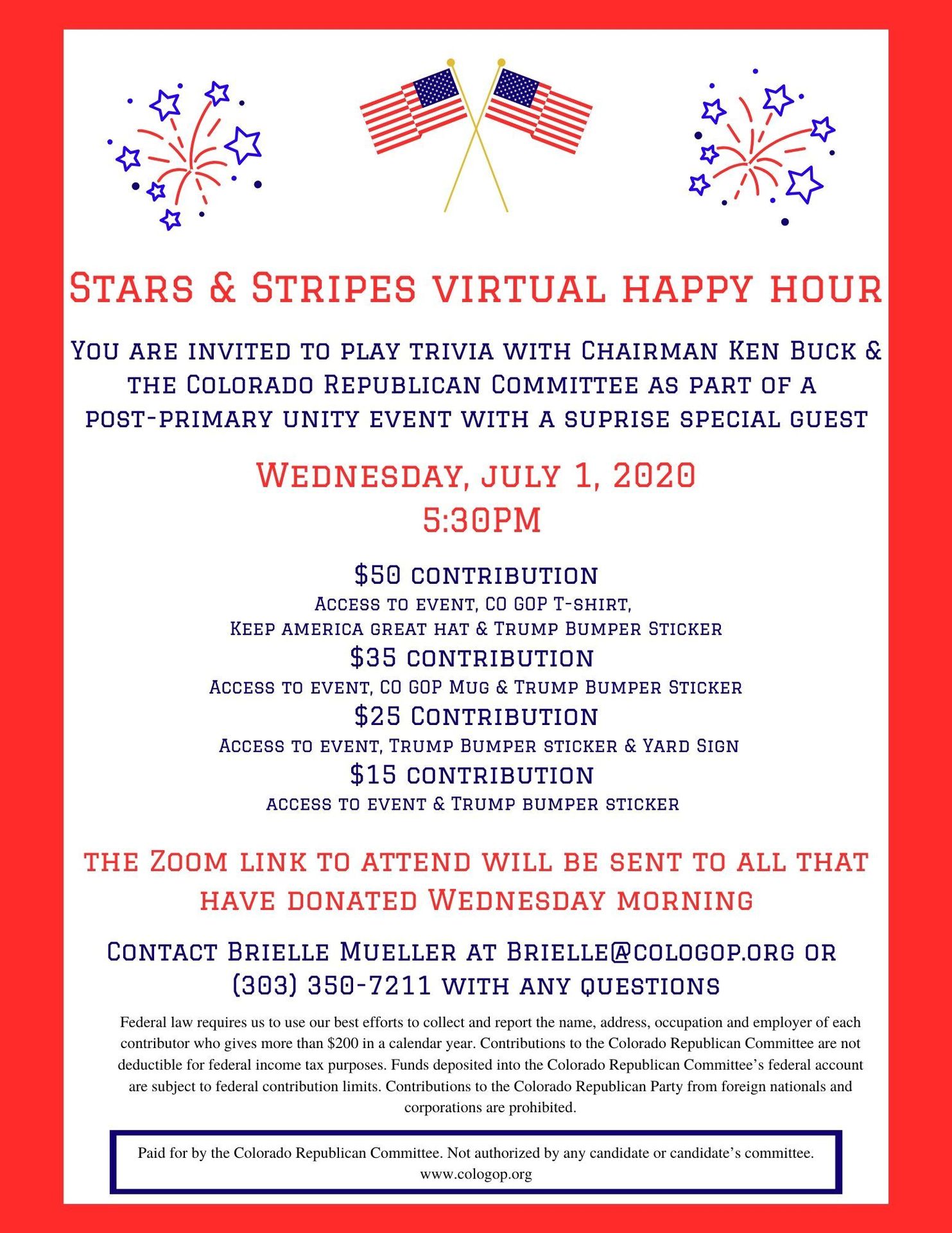 Stars and stripes virtual happy hour