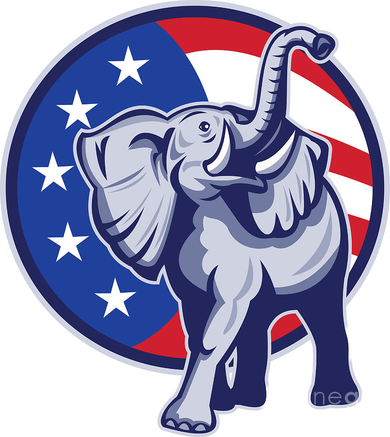 Cut republican elephant mascot usa flag aloysius patrimonio inpixio