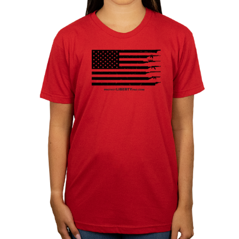 Gun Flag PAC Red Cotton T-Shirt