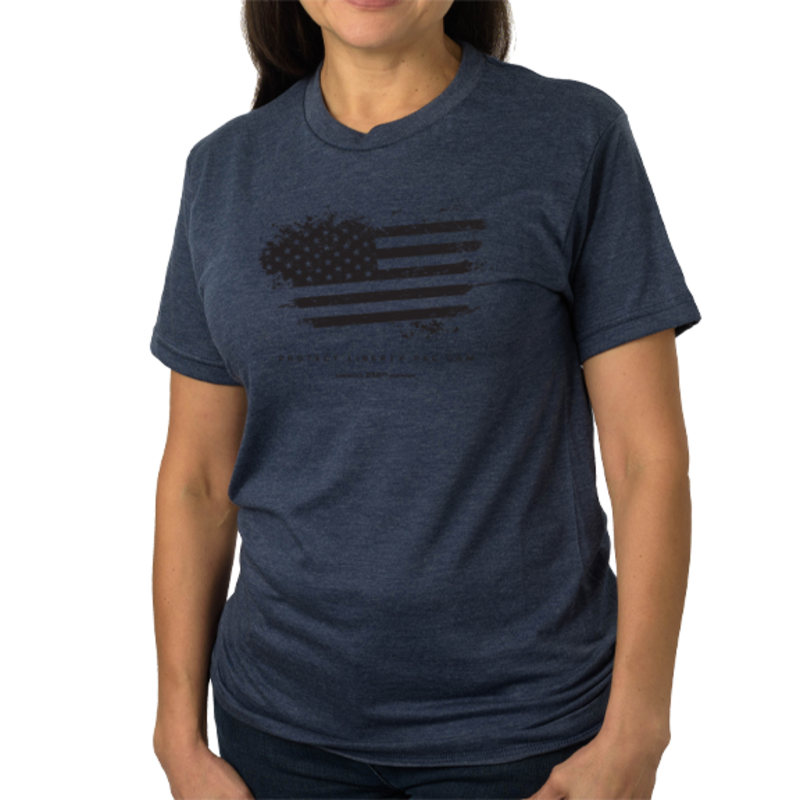 Distressed Flag Tri-Blend Navy T-Shirt